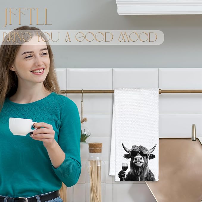 Funny Cow Decor Kitchen Towels, Cow Gift Dish Tea Towel - Image 2