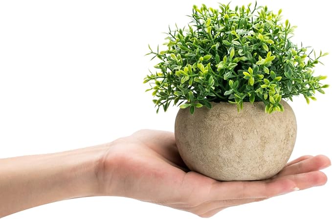 Velener 2Pcs Mini Artificial Boxwood Topiary Faux Plants Indoor- Small Fake - Image 3