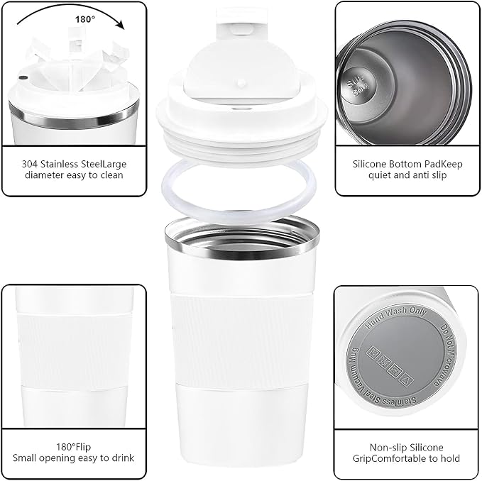 YINBAOGE Insulated Travel Coffee Mug, Spill & Leak Proof, Portable To Go - Image 2
