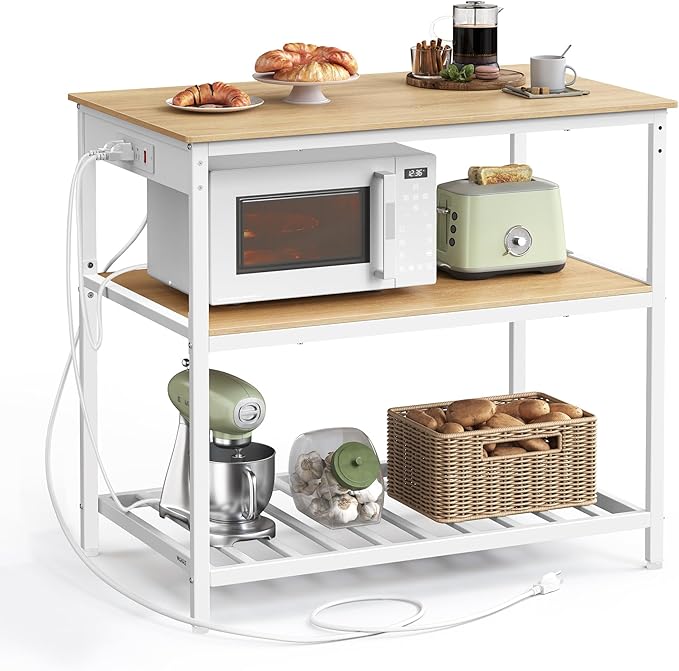 VASAGLE Kitchen Island with 3 Shelves, Kitchen Shelf with Power Strip, 23.6 x by Unknown