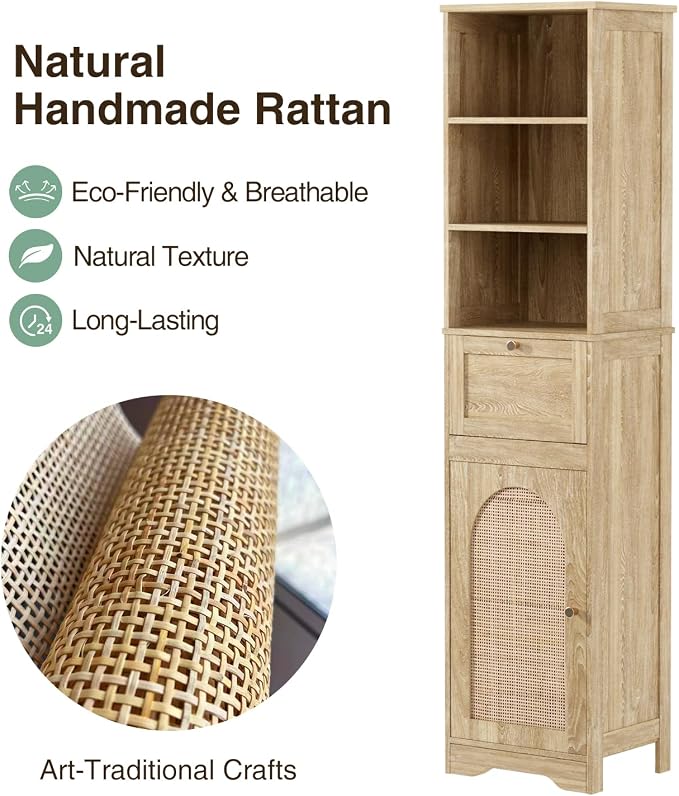 FiveWillowise 67" H Natural Bathroom Storage Cabinet - Image 3