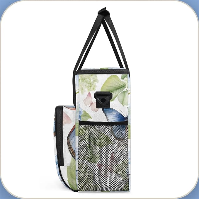 Hydrangea Butterfly Coffee Maker Carring Bag, Large Insulated Storage Organizer - Image 4