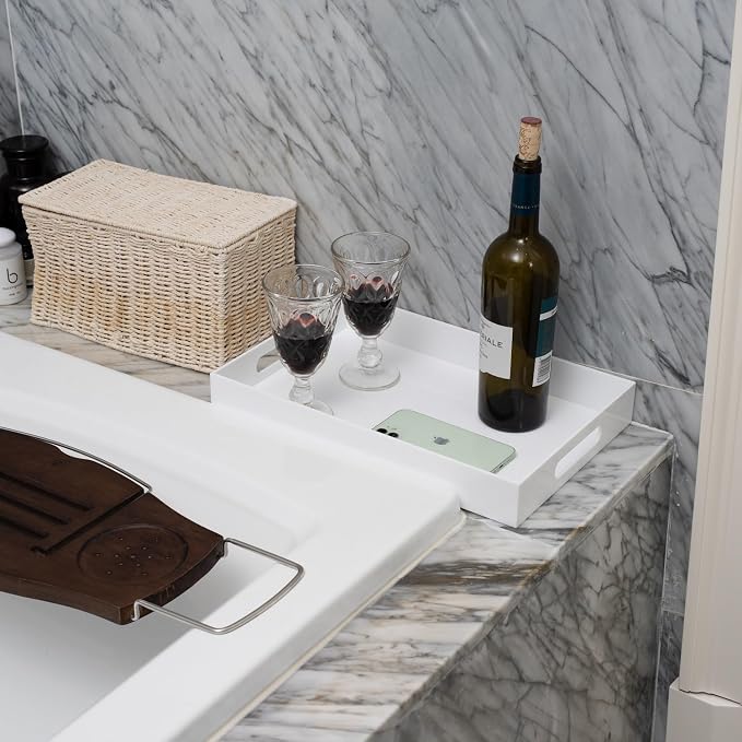 Glossy White Sturdy Acrylic Serving Tray - Image 6