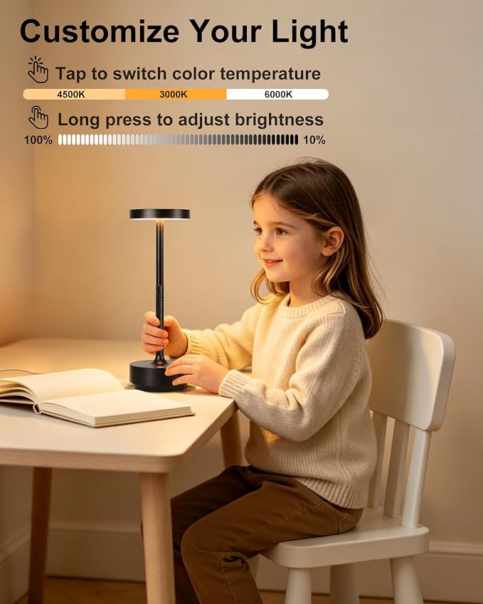 LED Cordless Table Lamp - 5000mAh Rechargeable Battery Operated Outdoor - Image 2