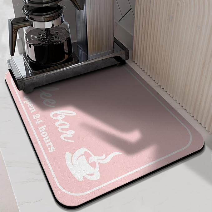 Coffee Mat - Pinks Coffee Time Absorbent Coffee Bar Mat - Drying Mat Waterproof - Image 2