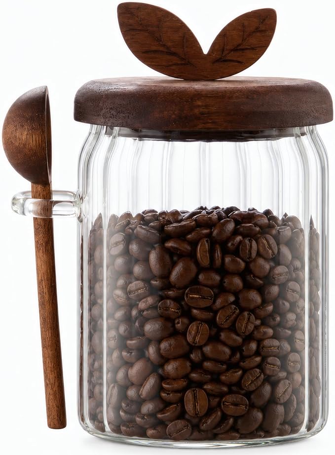 Airtight Coffee Canister, Acacia Coffee Grounds Container by Unknown