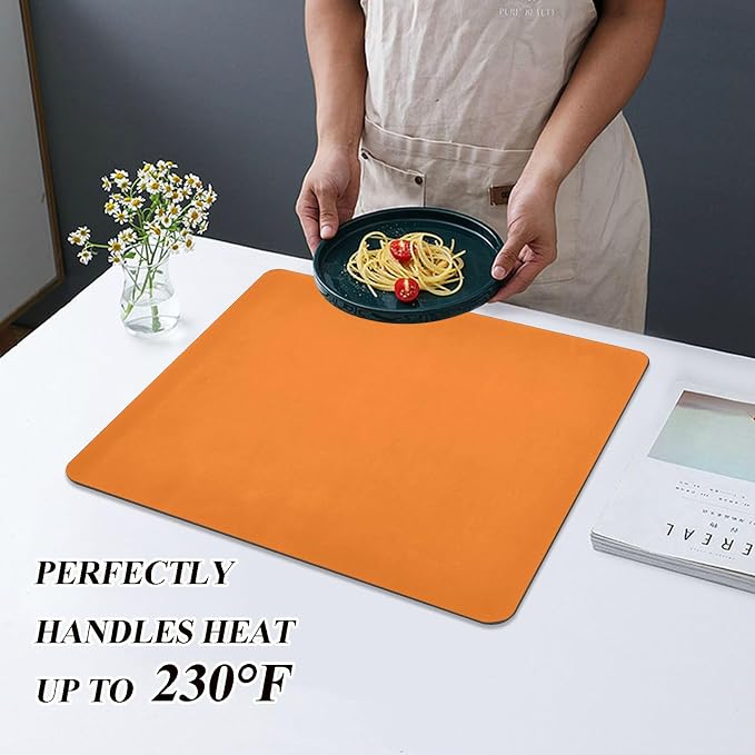 Safety Orange Dish Drying Mat for Kitchen Counter No-slip Rubber Bottom Coffee - Image 5