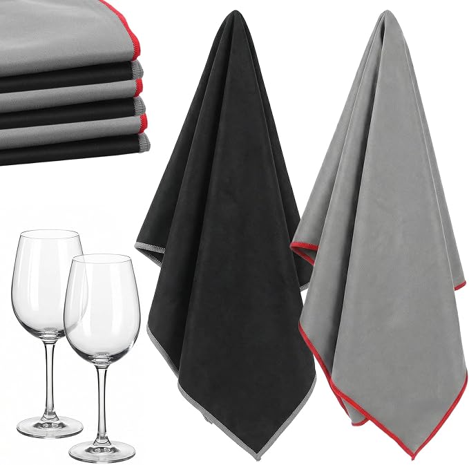 6 Pcs Wine Glass Polishing Cloths, 25 x 20 Inch Microfiber Glass Polishing by Unknown