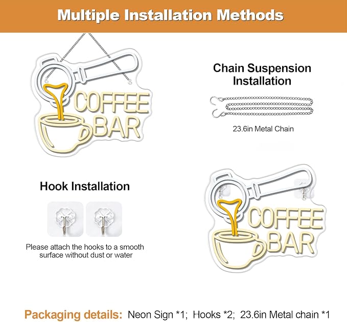Ineonlife Coffee Bar Neon Sign, Dimmable LED Neon Light Up Sign - Image 2