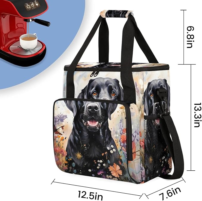 Black Labrador Dog Coffee Maker Carring Bag, Large Insulated Storage Organizer - Image 2