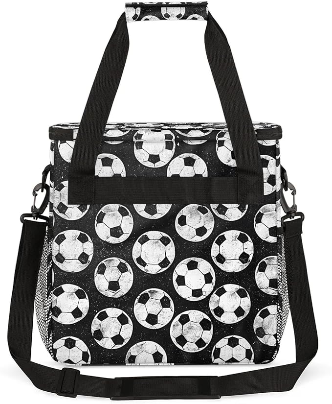 Black And White Soccer Ball Coffee Maker Carring Bag, Large Insulated Storage - Image 5