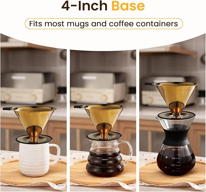【2.0 Upgraded】 Pour Over Coffee Dripper – Paperless Reusable Stainless Steel - Image 6