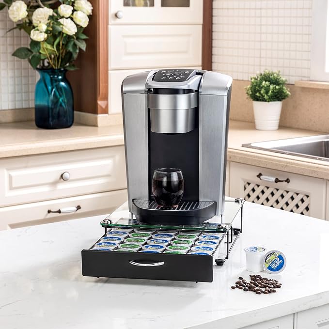 K Cup Holder Drawer with Glass Top, 30pods K Cup Organizer, Storage Coffee - Image 5