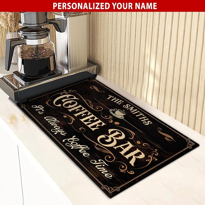 THUYPT Personalized Coffee Mat, Coffee Station Mat Quick Dry, Coffee Spill Mat - Image 3