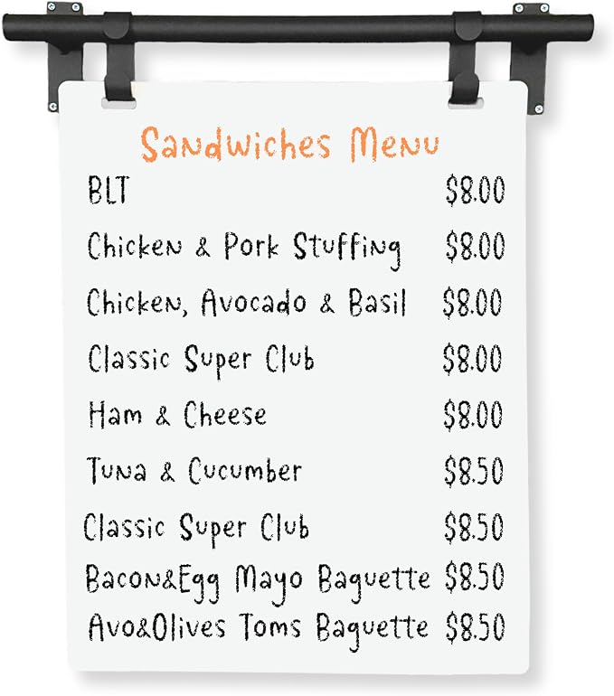 Hanging Menu Contemporary Style Chalkboard Sign, Metal Menu Display 22x28 by Unknown