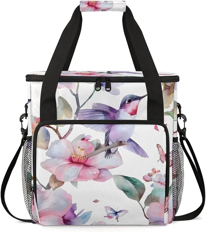 Hummingbird Floral Bird Coffee Maker Carring Bag, Large Insulated Storage by Home