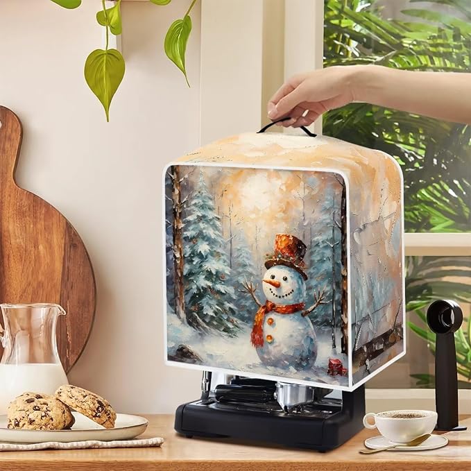 Happy Snowman Coffee Maker Cover Dust Cover Lightweight Kitchen Appliance Covers - Image 5
