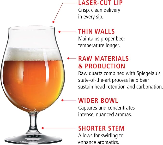 Spiegelau Classic Tulip Beer Glasses, Crystal Clear Drinking Glasses - Image 2