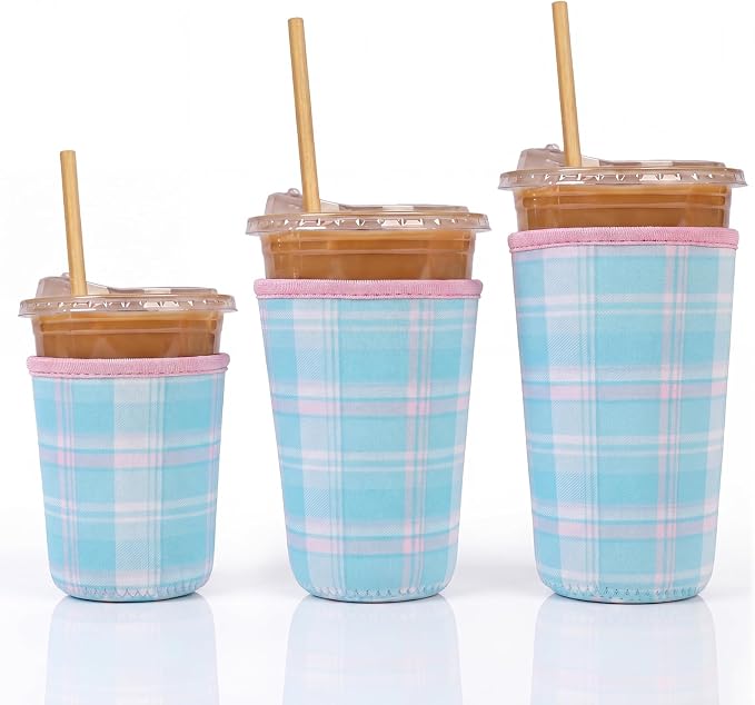 Dntorx Reusable 3-Pack Iced Coffee Cup Sleeve, Insulated Neoprene Drink Sleeve by Dntorx