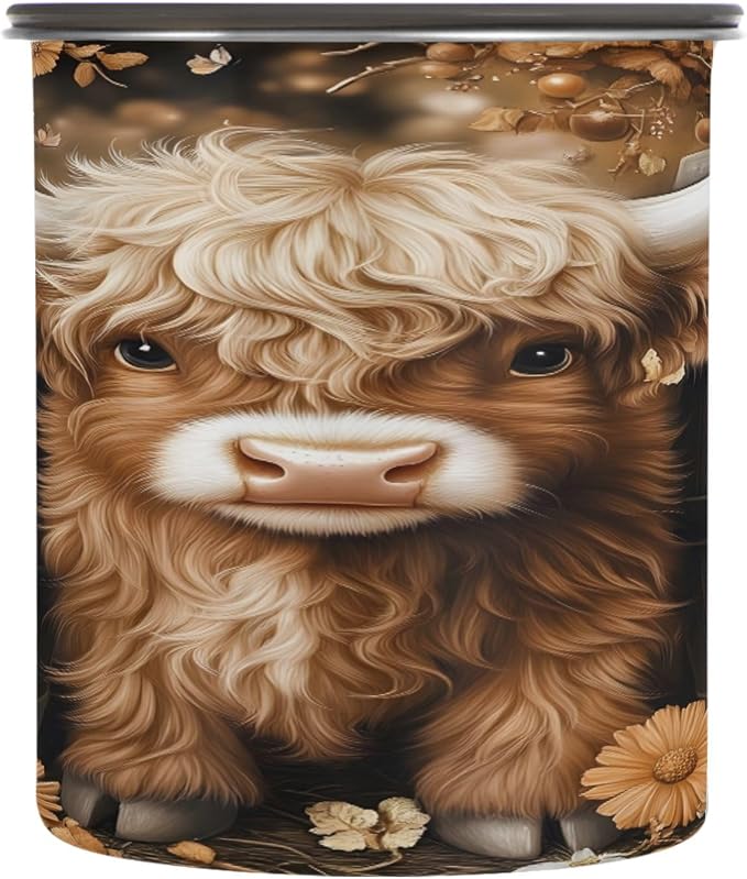 ALAZA Wine Cellar Highland Cattle Airtight Coffee Bean Canister 900ml Food by ALAZA