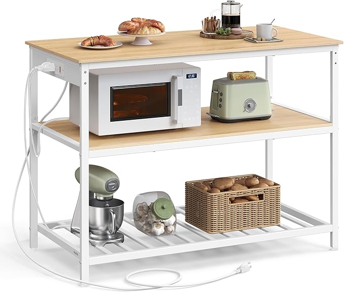 VASAGLE Kitchen Island with 3 Shelves, Kitchen Shelf with Power Strip, 23.6 x by Unknown