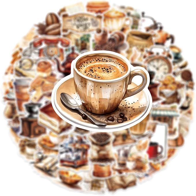 50PCS Coffee Stickers Funny Coffees Shop Stickers - Image 4
