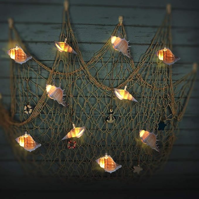WSgift LED String Lights, Ocean Conch Beach Themed Battery Powered 9.18 ft 10 - Image 2