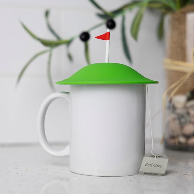 Pund'it Green Tee Mug and Cup Cover, Golf Themed Cup Lid - Image 3