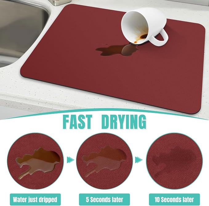 WISELIFE Coffee Mat Super Absorbent Dish Drying Mat Coffee Bar Accessories Match - Image 3