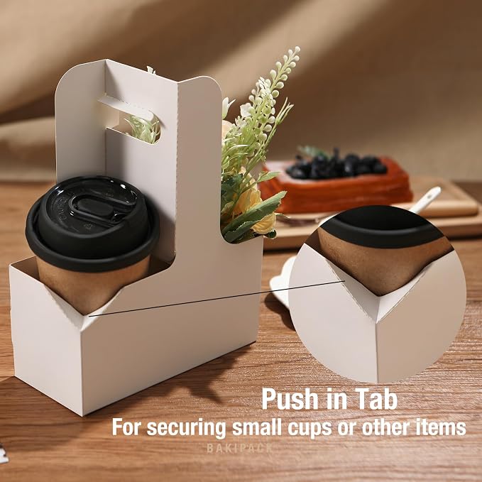 2 Cup Drink Carrier with Handles, 30 Sets White Cardboard Cup Carriers of 12-20 - Image 2