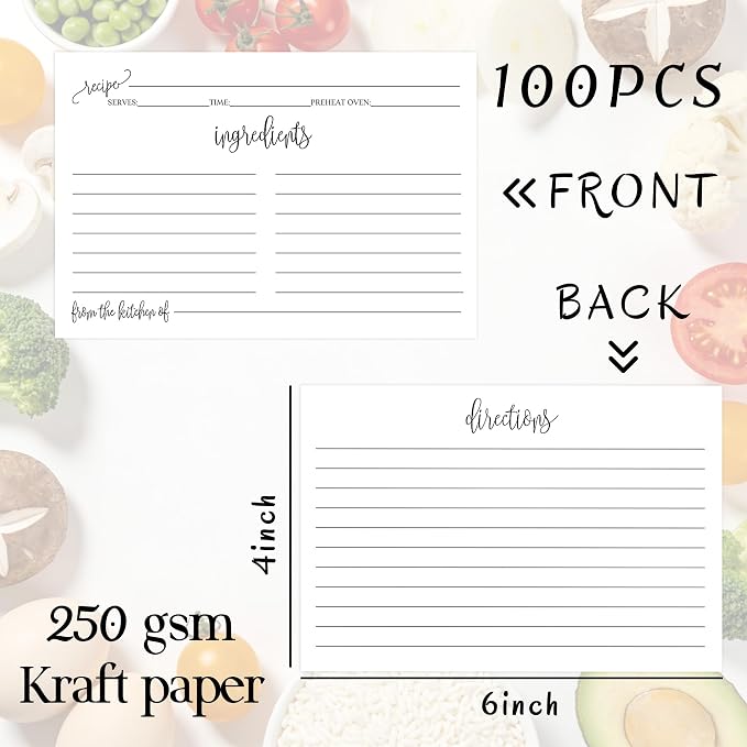 100 Pack 4x6 Recipe Cards Double Sided - Image 3