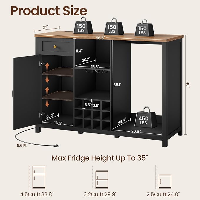 57" Large Coffee Bar Cabinet - Image 2