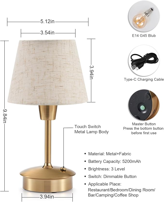 2 Pack Small Cordless Table Lamp - Image 6