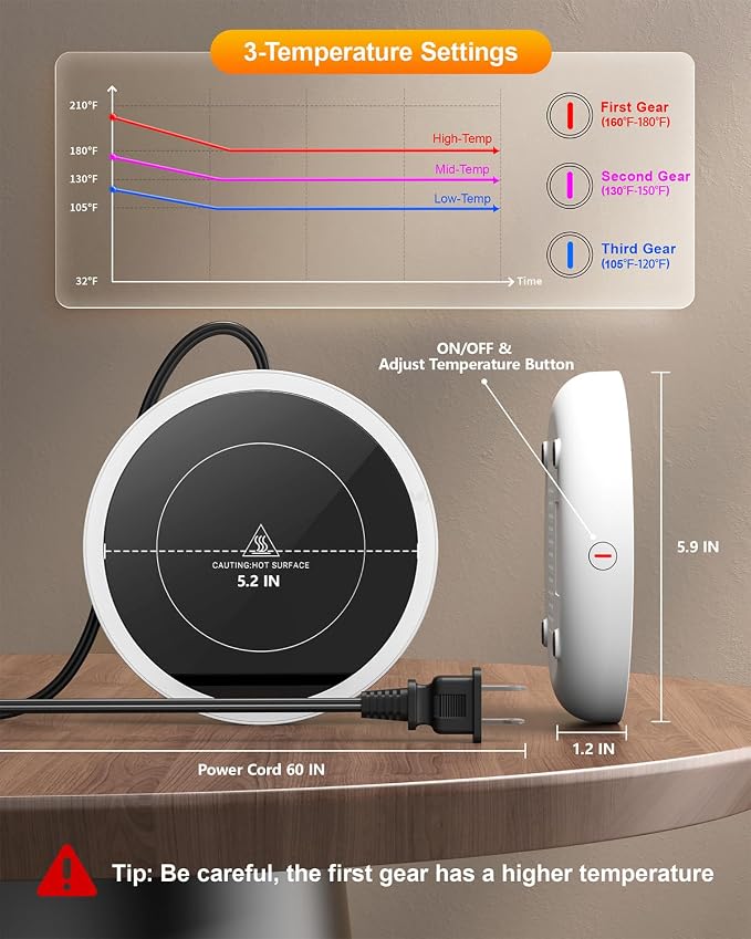 SWEETFULL Coffee Mug Warmer, 36W Electric Coffee Cup Warmer - Image 4