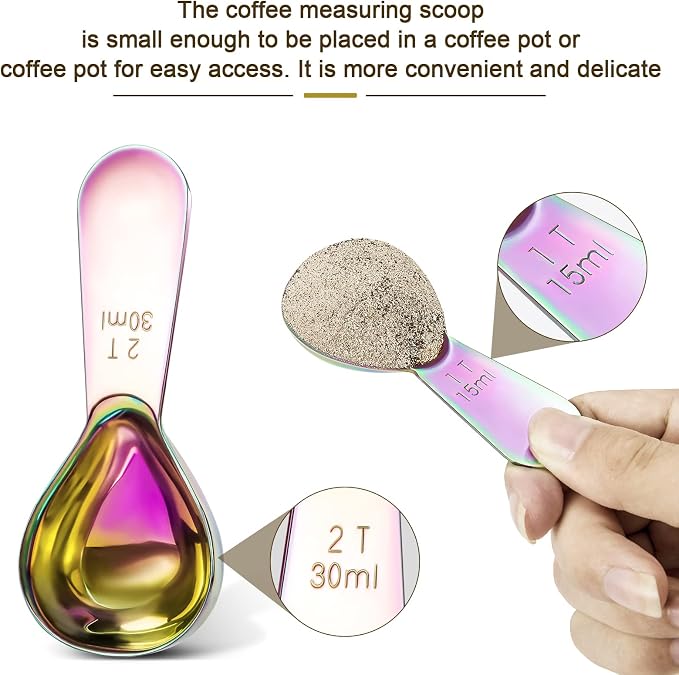 Safring Stainless steel coffee scoop 2-piece set durable Tablespoon, ergonomic - Image 3
