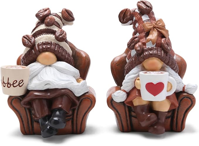 Hodao 2PCS Coffee Gnomes Coffee Bar Decor Accessories Spring Summer Swedish by Hodao