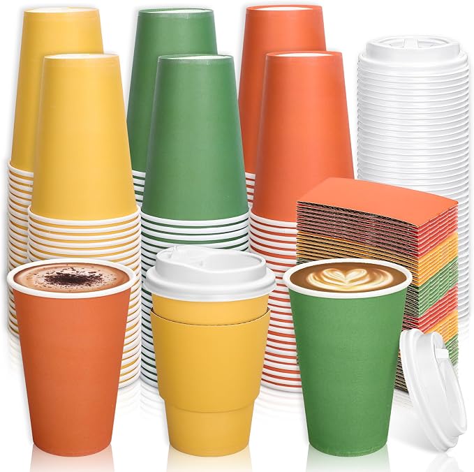 Whaline 60 Set Fall Disposable Coffee Cups by Whaline