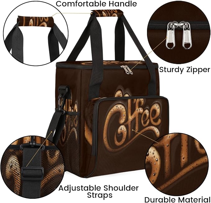 Brown Coffee Cafe Maker Carrying Bag Travel Case Compatible - Image 6
