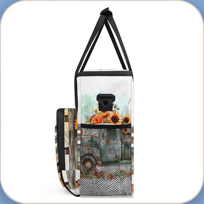 Fall Pumpkin Truck Coffee Maker Carring Bag, Large Insulated Storage Organizer - Image 4