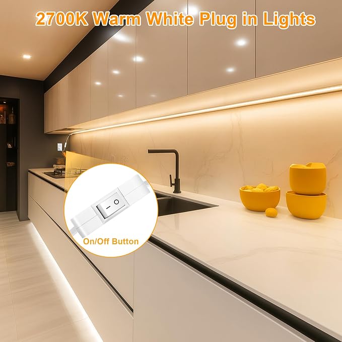 maylit Under Cabinet Strip Lighting Plug in 36in, Ultra Bright Small LED Light - Image 2