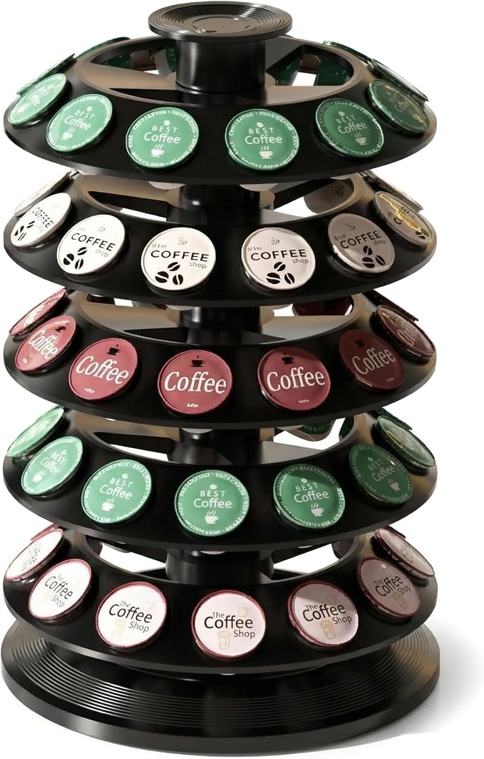 SAVORI 60 Capacity Rotating Nespresso Vertuo Pod Holder, 5-Tier Black Coffee by SAVORI