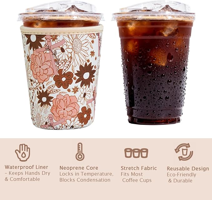 Reusable Insulated Sleeve for Iced Coffee Cup, Beverage Holder for Iced Coffee - Image 6