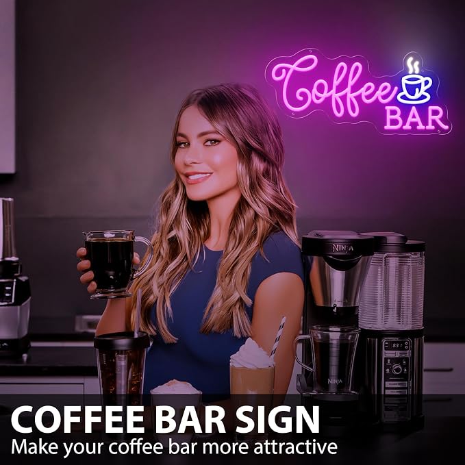 Coffee Bar Neon Sign, Dimmable Pink Blue Coffee LED Sign, 5V USB Powered Cafe - Image 4