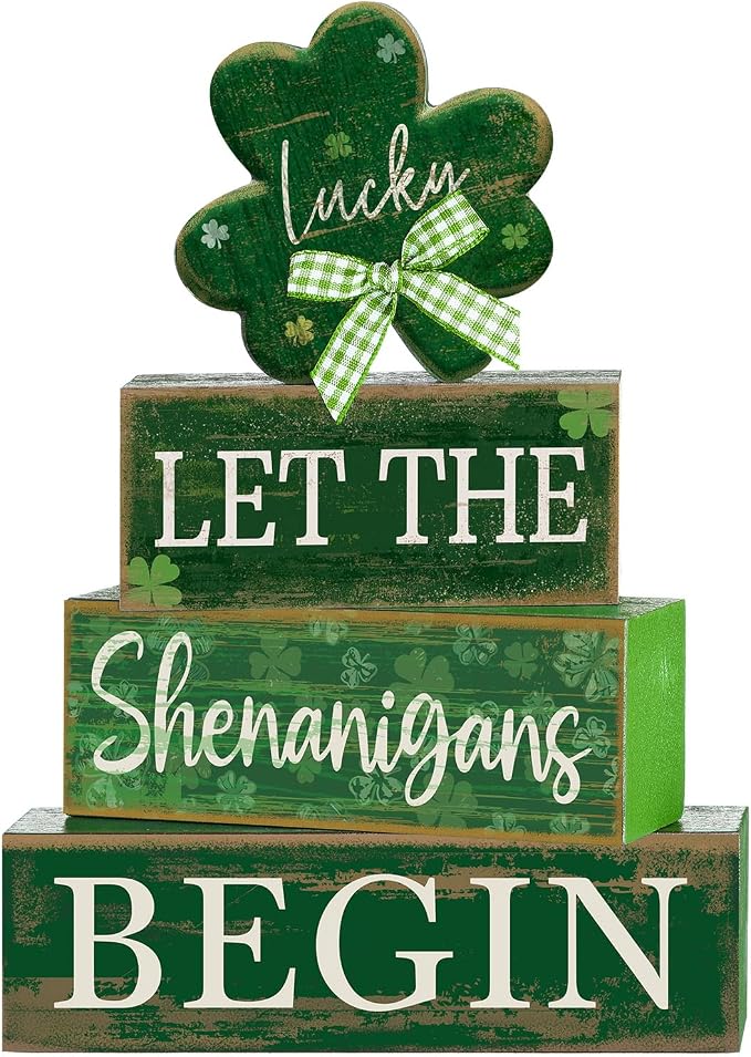 Lineshading 4 Pcs St Patricks Day Table Decorations Wooden Shamrocks St by Lineshading
