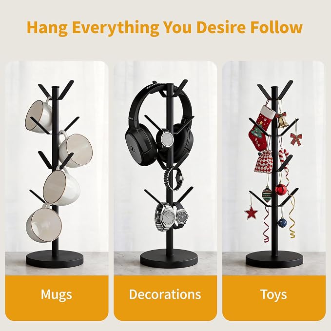 Stainless Steel Mug Holder Tree, Updated Thick Coffee Cup Holder Base, Coffee - Image 9
