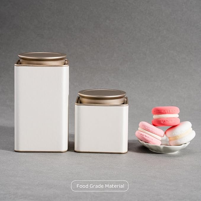 2 Packs Airtight Tea Tins for Loose Tea Square Cans Matcha Canister Empty - Image 3