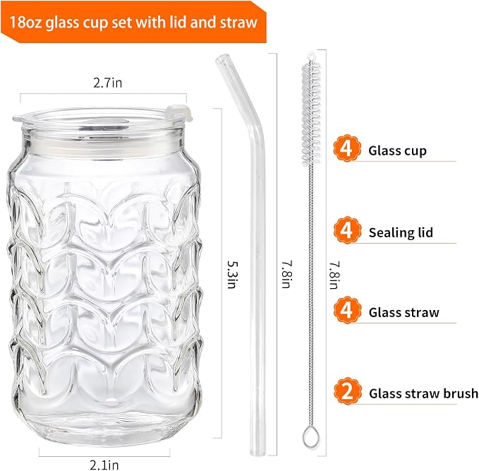 Jiuchen 4-Pack 18oz Borosilicate Glass Cups - Image 2