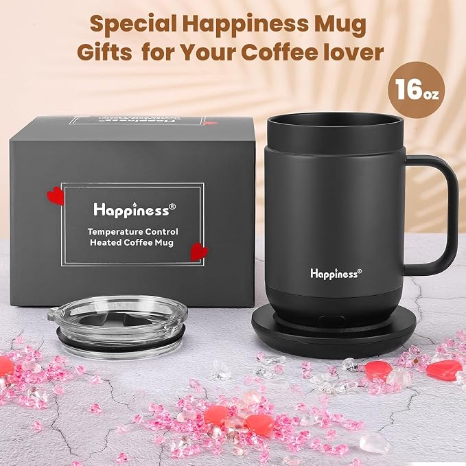 Happiness Smart Heated Coffee Mug, 16oz Rechargeable Electric Self Heating - Image 4