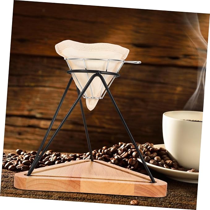 1Set Coffee Drip Rack Set with Stainless Steel Funnel Reusable Filter Cloth - Image 6