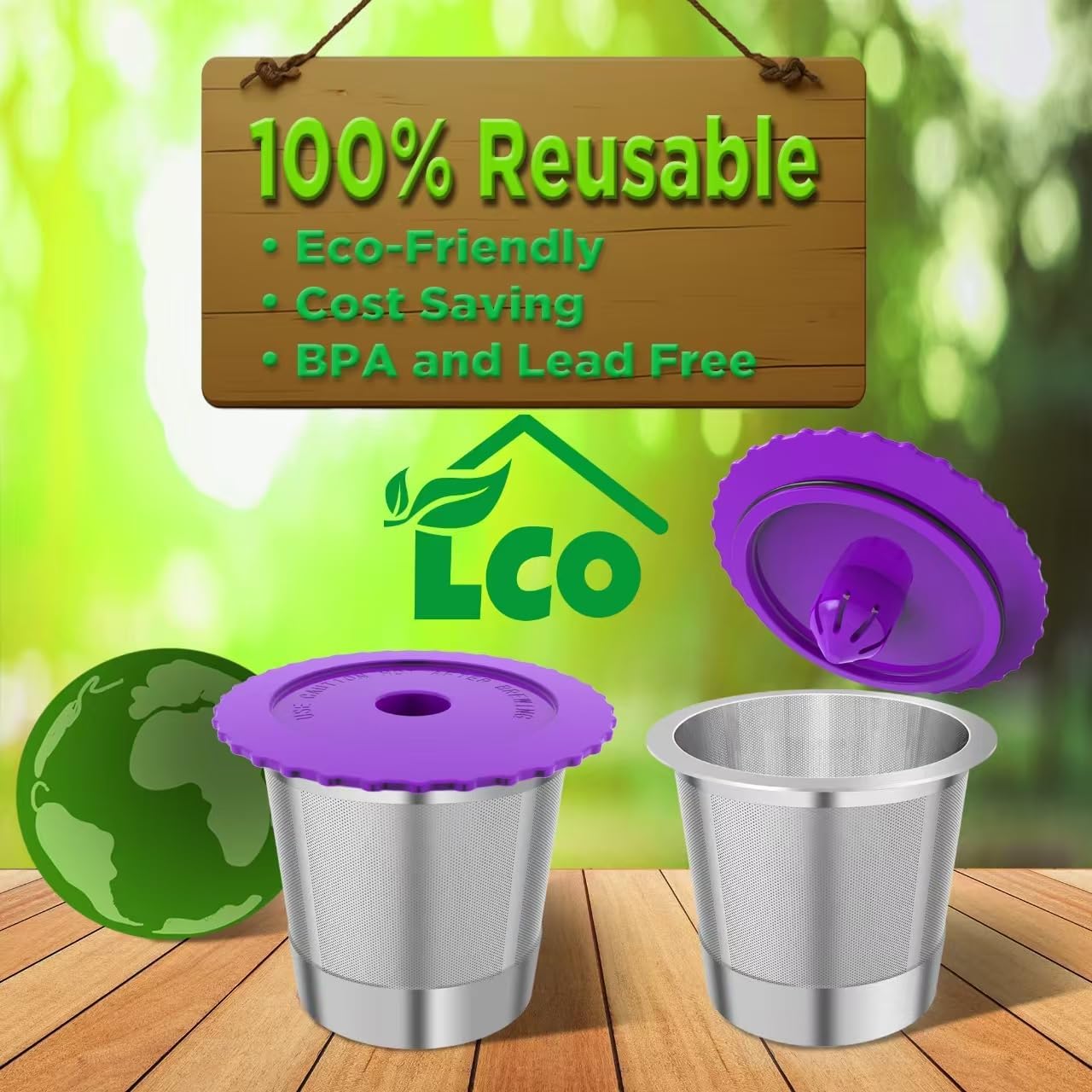 2 Pack Stianless Steel Reusable K Cups with 20 Count paper Filters, Refillable Universal Coffee Pods steel k Cups Compatible with Keurig 2.0 and 1.0 Coffee Makers(2 pack)